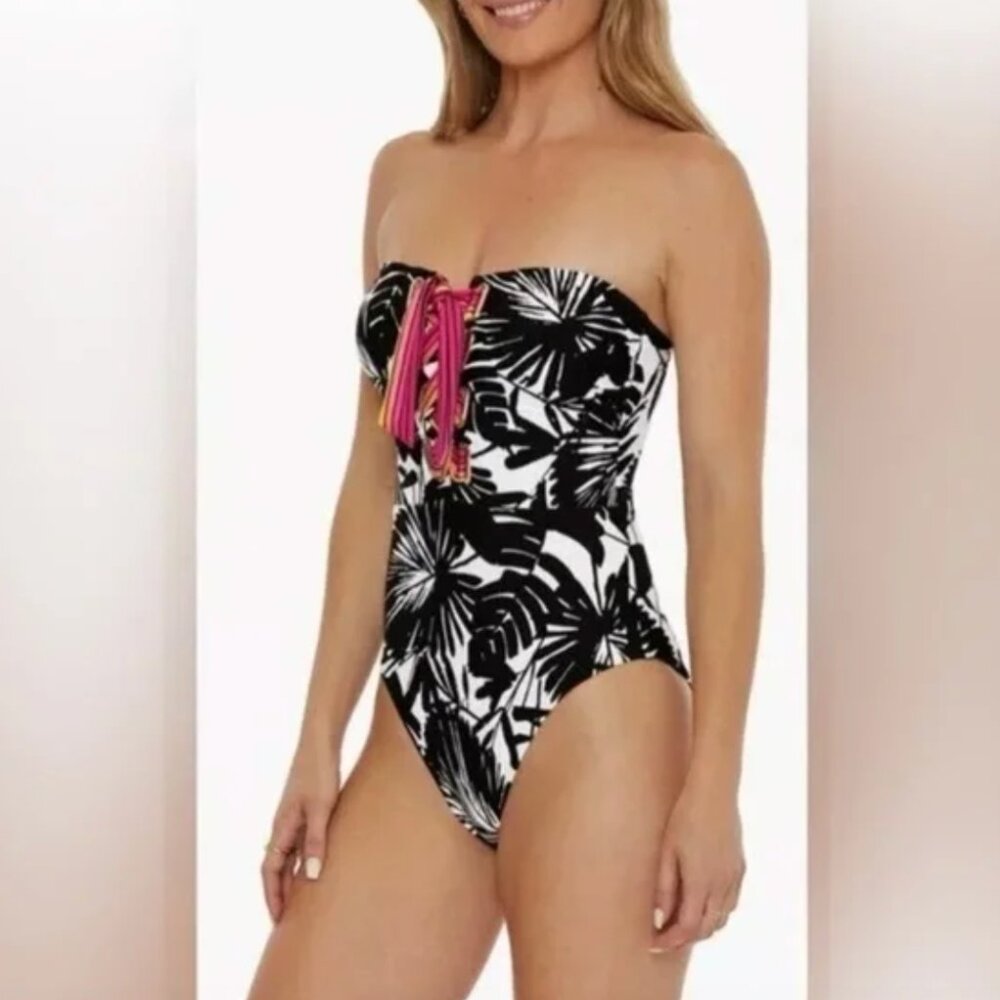 Trina Turk Lennox Bandeau Lace Up One Piece Swimsuit NWT $172 - Picture 7 of 9